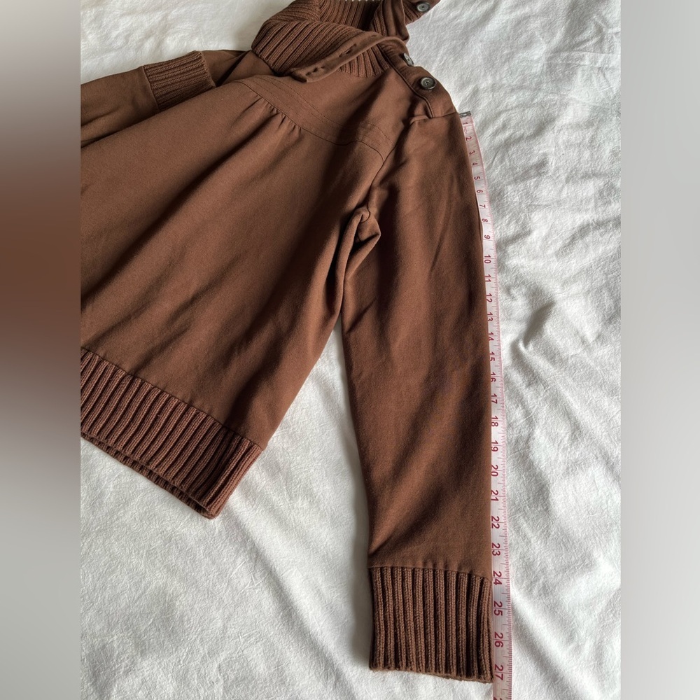 Old Navy SoSoft Brown Ribbed Cowl Neck Sweater Elbow Patchwork Chunky Preppy Y2K - Picture 14 of 16